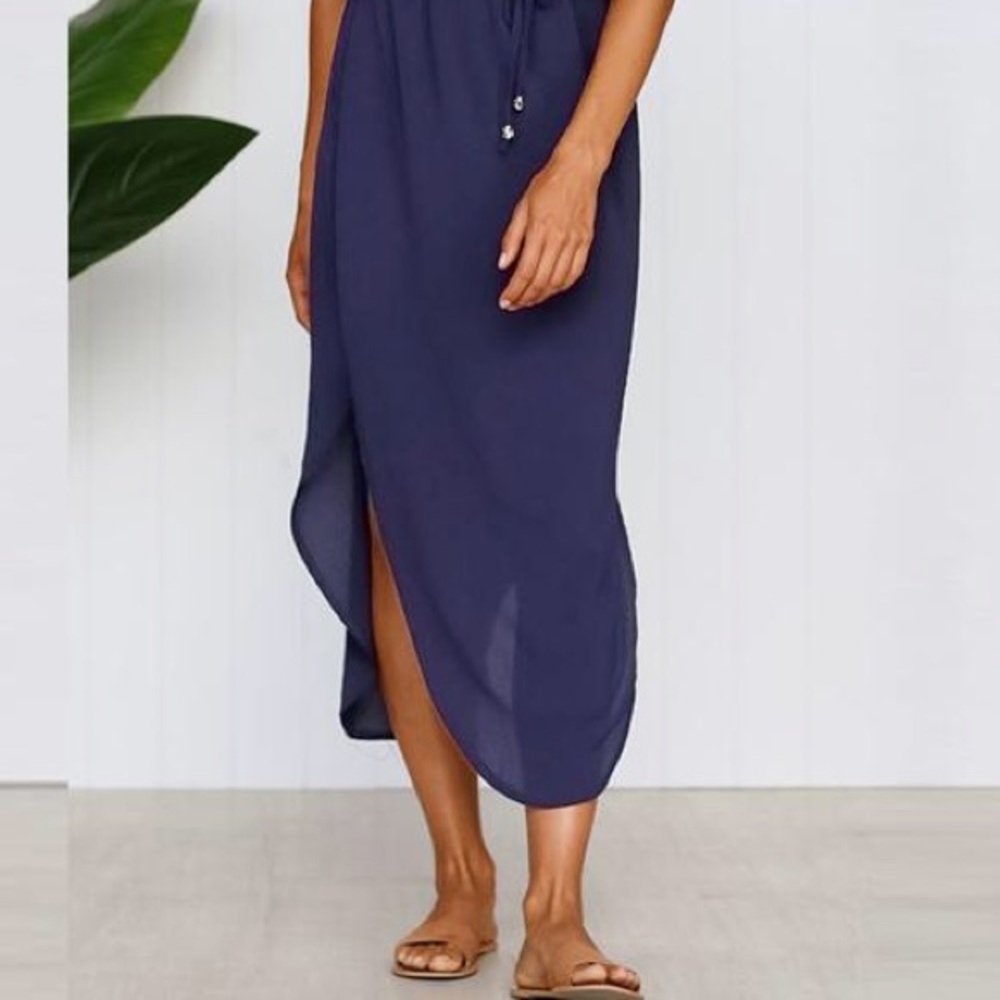 Launiq Spaghetti Strap Side Slit Midi Dress - Picture 2 of 3